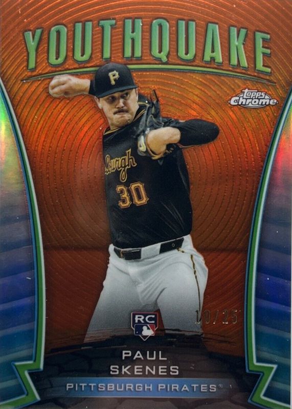 Paul Skenes 2024 Topps Chrome Update #YQ-51 Youthquake - Orange Refractor /25 Rookie RAW