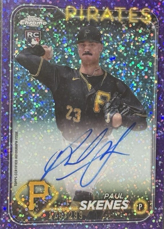 Paul Skenes 2024 Topps Chrome Update #RA-PS Autographs - Purple Speckle Refractor /299 RAW