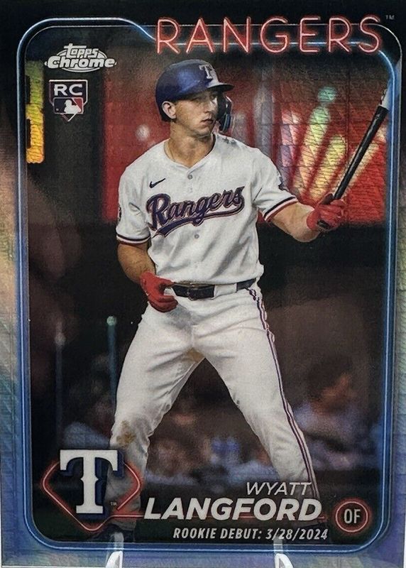 Wyatt Langford 2024 Topps Chrome Update #USC37 Rookie Debut - Prism Refractor RAW