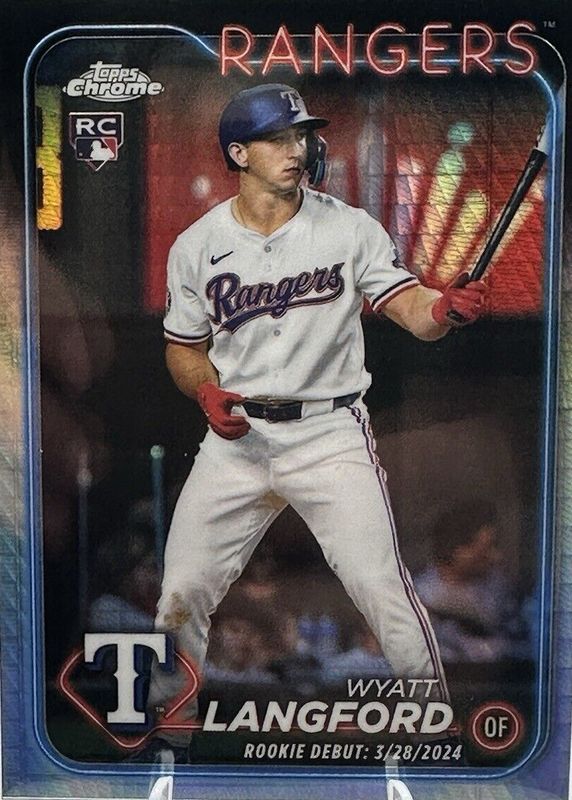 Wyatt Langford 2024 Topps Chrome Update #USC37 Rookie Debut - Prism Refractor SGC 9