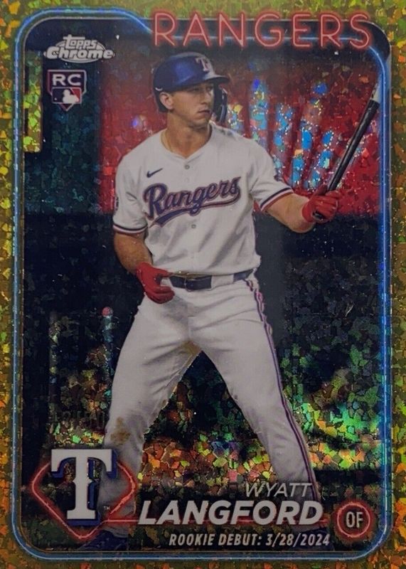 Wyatt Langford 2024 Topps Chrome Update #USC37 Rookie Debut - Gold Mini-Diamond Refractor /50 RAW