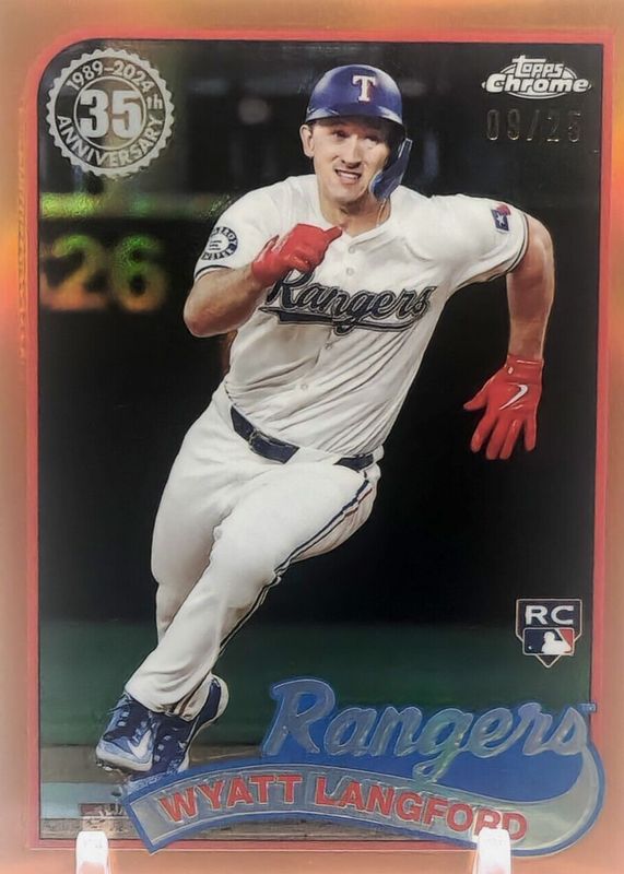 Wyatt Langford 2024 Topps Chrome Update #89CU-2 1989 Topps - Orange Refractor /25 Rookie RAW