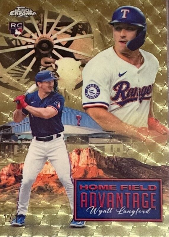 Wyatt Langford 2024 Topps Chrome Update #HFAC-32 Home Field Advantage - Superfractor /1 Rookie RAW