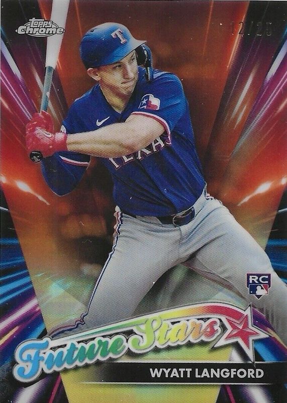 Wyatt Langford 2024 Topps Chrome Update #FSU-14 Future Stars - Orange Refractor /25 Rookie RAW