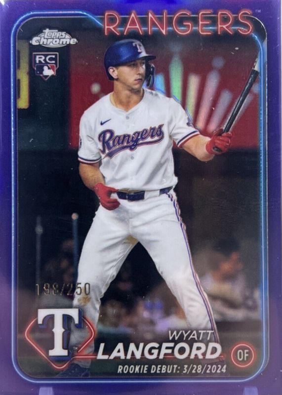 Wyatt Langford 2024 Topps Chrome Update #USC37 Rookie Debut - Purple Refractor /250 BGS 10 PRISTINE