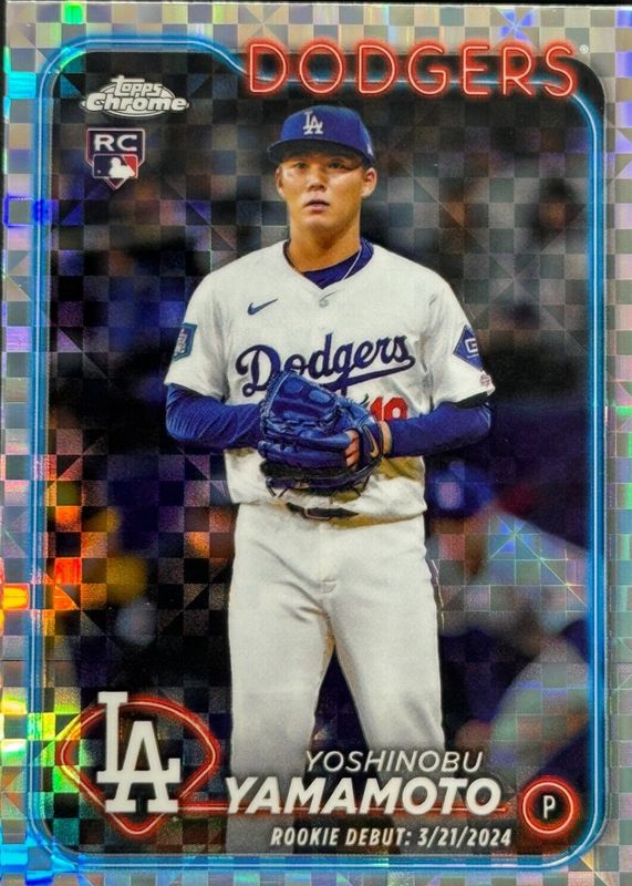 Yoshinobu Yamamoto 2024 Topps Chrome Update #USC108 Rookie Debut - X-Fractor SGC 10