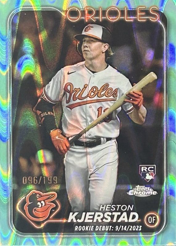 Heston Kjerstad 2024 Topps Chrome Update #USC120 Rookie Debut - Aqua RayWave Refractor /199 PSA 10