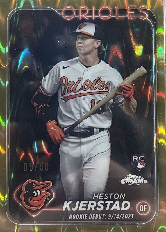 Heston Kjerstad 2024 Topps Chrome Update #USC120 Rookie Debut - Gold RayWave Refractor /50 PSA 10