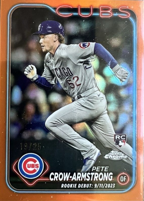 Pete Crow-Armstrong 2024 Topps Chrome Update #USC158 Rookie Debut - Orange Refractor /25 RAW