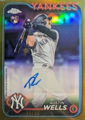 Austin Wells 2024 Topps Chrome Black #CBA-AW Autographs Price 