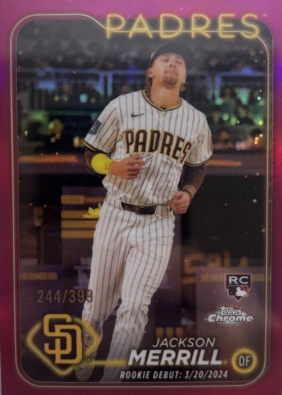 Jackson Merrill 2024 Topps Chrome Update #USC57 Rookie Debut - Magenta Refractor /399 RAW