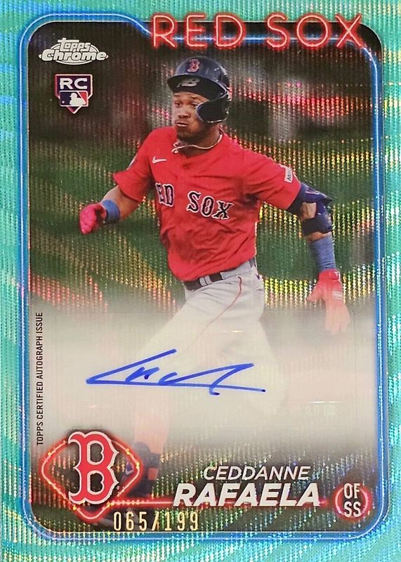 Ceddanne Rafaela 2024 Topps Chrome Update #AC-CR Autographs - Aqua Wave Refractor /199 Rookie PSA 10