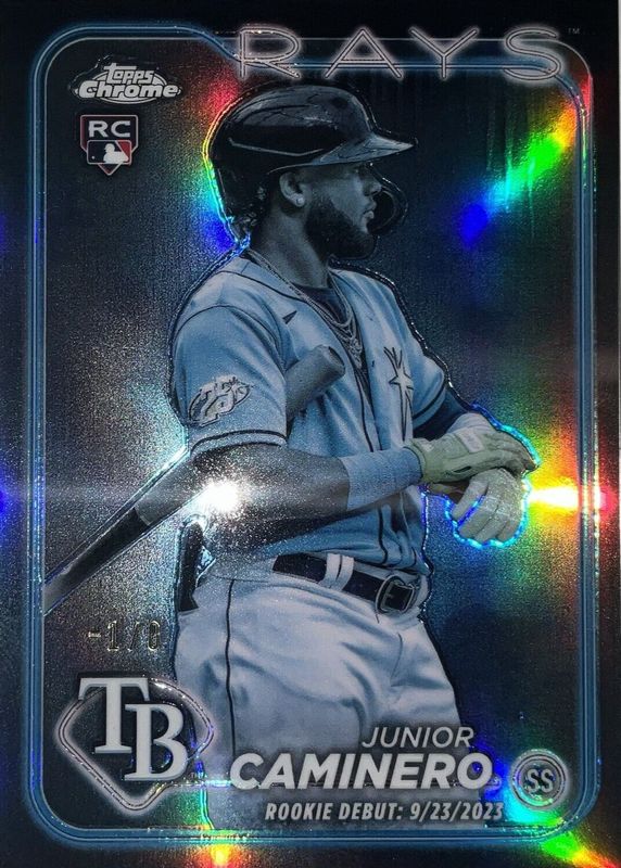 Junior Caminero 2024 Topps Chrome Update #USC193 Rookie Debut - Frozenfractor /-5 RAW