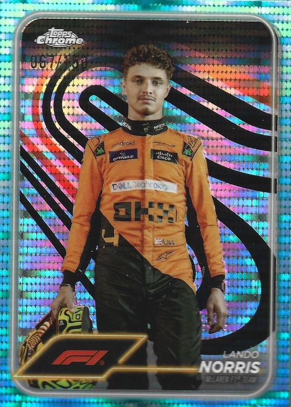 Lando Norris 2024 Topps Chrome Formula 1 #7 Aqua Sonar Refractor /150 RAW