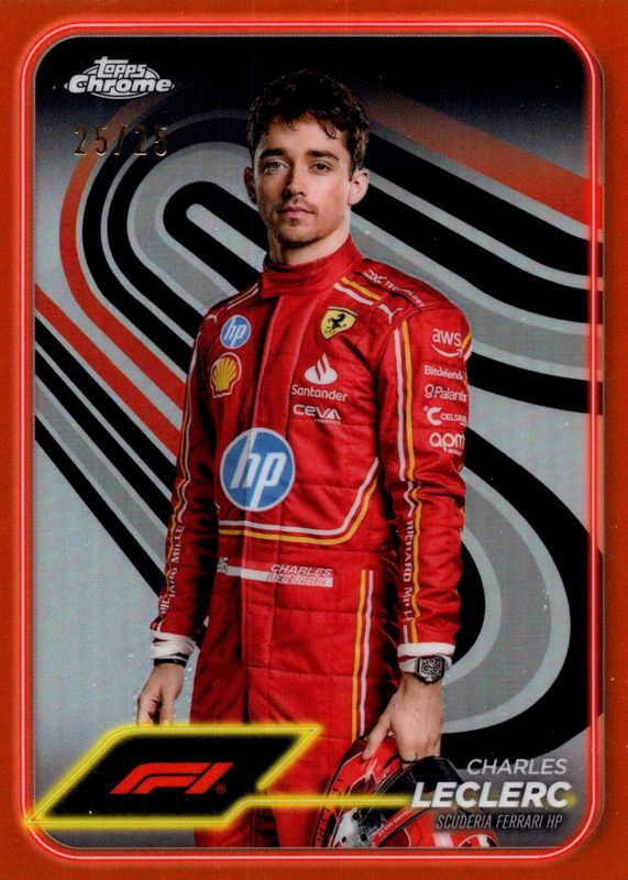 Charles Leclerc 2024 Topps Chrome Formula 1 #3 Orange Refractor /25 RAW