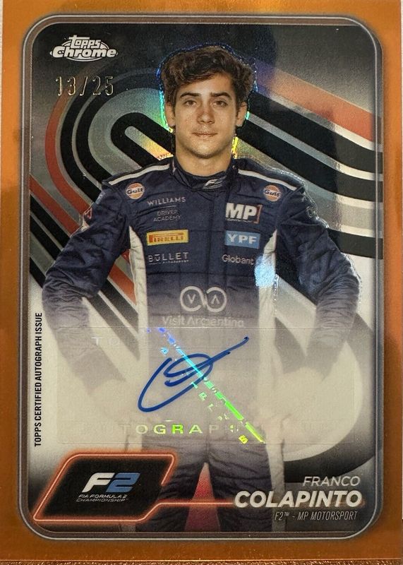 Franco Colapinto 2024 Topps Chrome Formula 1 #CAC-COL Autographs - Orange Refractor /25 Rookie RAW