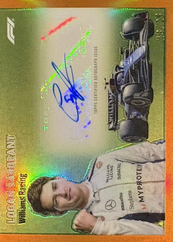 Logan Sargeant 2024 Topps Chrome Formula 1 #1954-SAR 1954 Topps Signatures - Orange Refractor /25 RAW