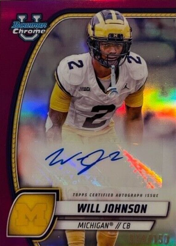 Will Johnson 2024 Bowman Chrome University #PA-WJO Prospect Auto - Fuchsia Refractor /150 PSA 10