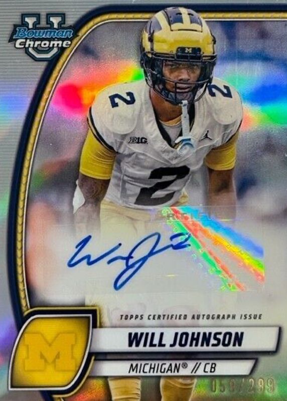 Will Johnson 2024 Bowman Chrome University #PA-WJO Prospect Auto - Refractor /299 PSA 10