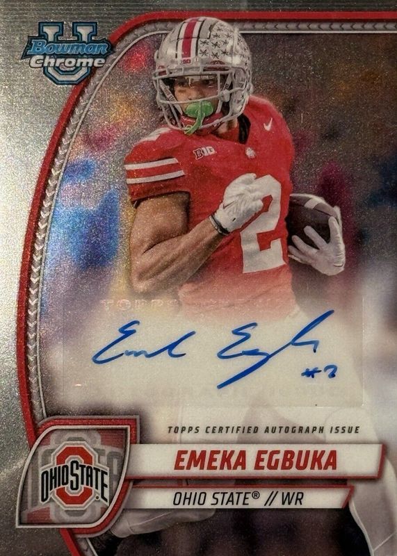 Emeka Egbuka 2024 Bowman Chrome University #PA-EEG Prospect Auto PSA 10