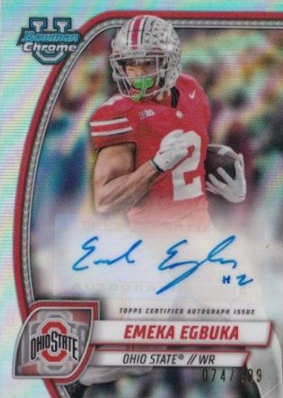 Emeka Egbuka 2024 Bowman Chrome University #PA-EEG Prospect Auto - Refractor /299 PSA 10