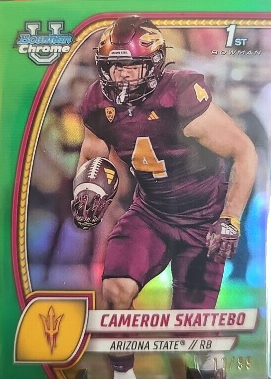 Cam Skattebo 2024 Bowman Chrome University #37 Green Refractor /99