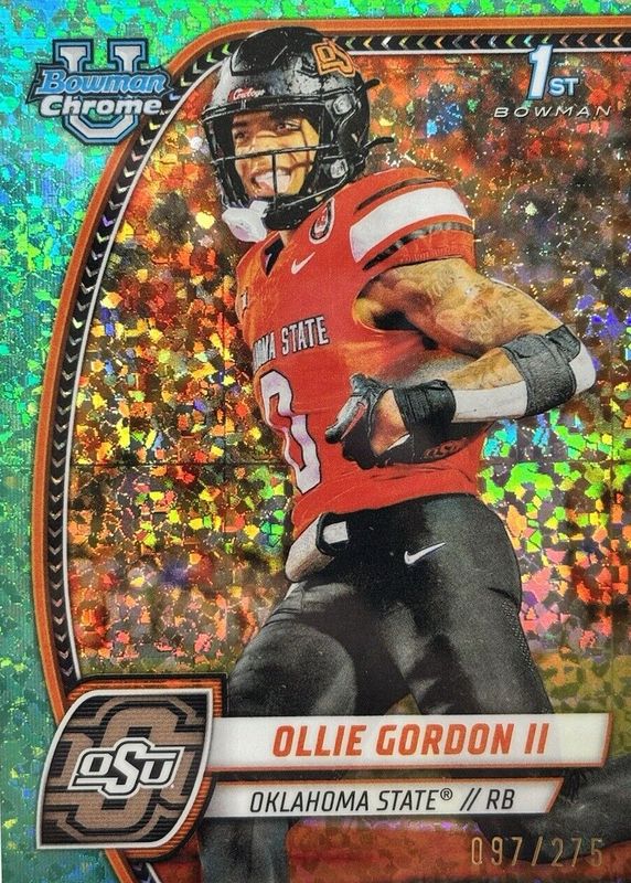 Ollie Gordon II 2024 Bowman Chrome University #197 Aqua Mini-Diamond Refractor /275 (1st) RAW
