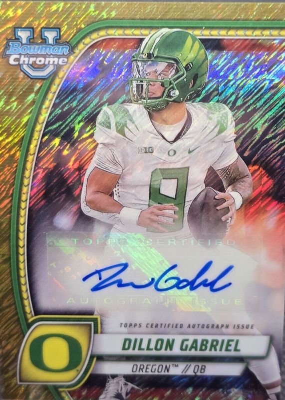 Dillon Gabriel 2024 Bowman Chrome University #PA-DGA Prospect Auto - Gold Shimmer Refractor /50 SGC 10