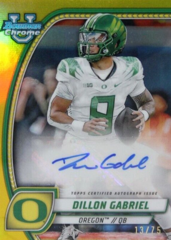 Dillon Gabriel 2024 Bowman Chrome University #PA-DGA Prospect Auto - Yellow Refractor /75 RAW