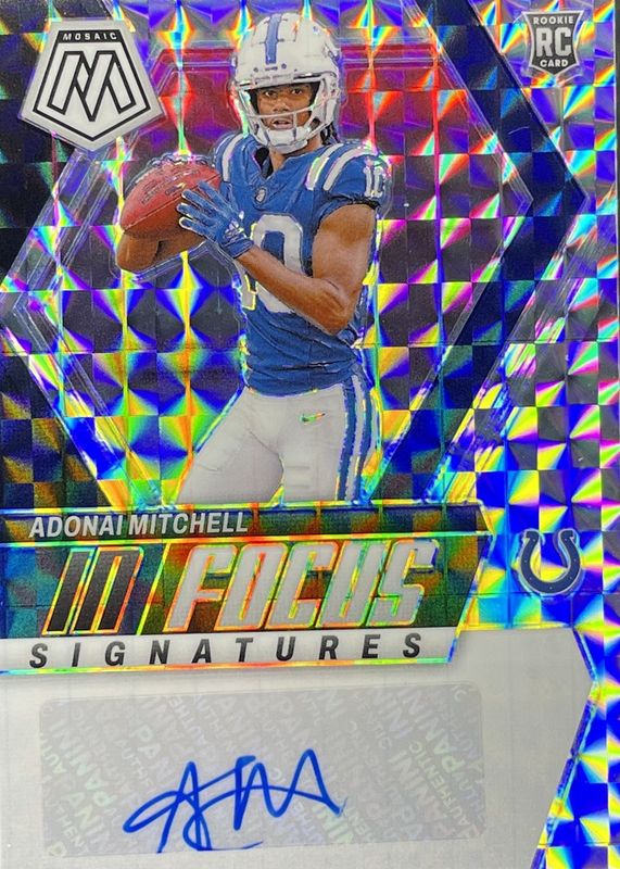 Adonai Mitchell 2024 Mosaic #IF-AML In Focus Signatures Rookie PSA 10