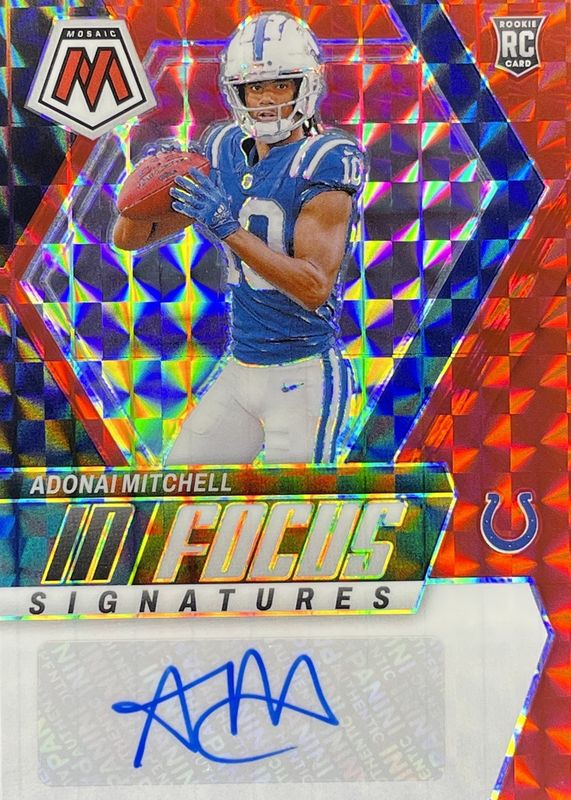 Adonai Mitchell 2024 Mosaic #IF-AML In Focus Signatures - Red /199 Rookie PSA 10