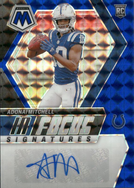 Adonai Mitchell 2024 Mosaic #IF-AML In Focus Signatures - Blue /99 Rookie PSA 10