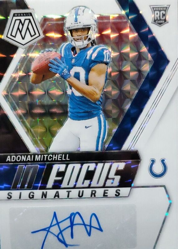 Adonai Mitchell 2024 Mosaic #IF-AML In Focus Signatures - White /25 Rookie PSA 10