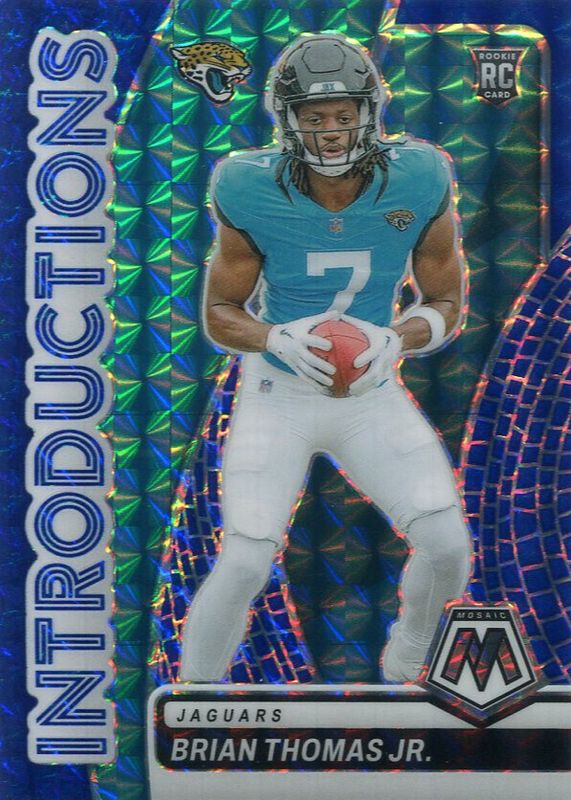 Brian Thomas Jr. 2024 Mosaic #7 Introductions - Blue /99 Rookie PSA 10