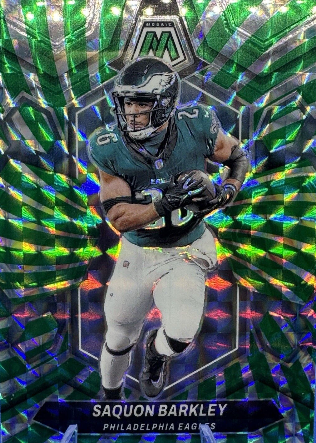 Saquon Barkley 2024 Mosaic #177 Green Swirl /13 Price Guide