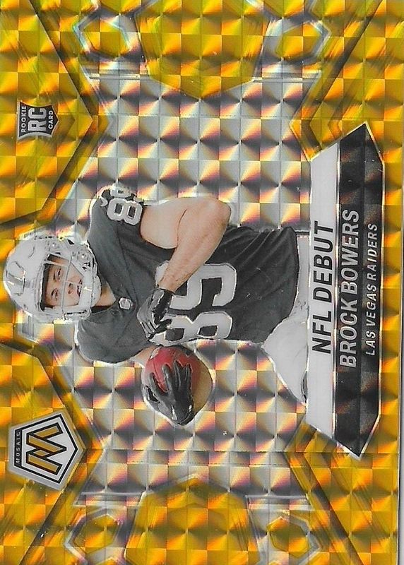 Brock Bowers 2024 Mosaic #286 NFL Debut - Gold /10 Rookie RAW