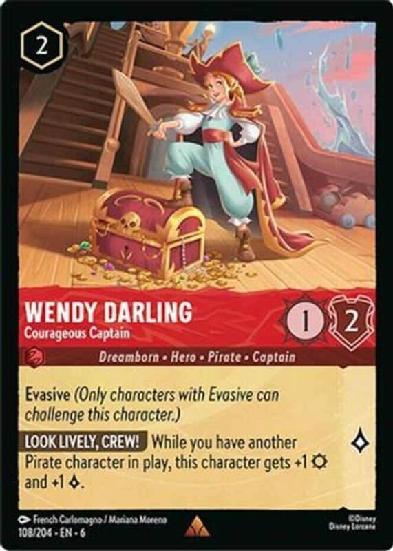 Wendy Darling - Courageous Captain 2024 Azurite Sea #108/204 Base RAW TCG (LIGHTLY PLAYED)