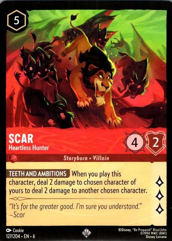 Scar - Heartless Hunter 2024 Azurite Sea #127/204 Base Price Guide - Sports  Card Investor