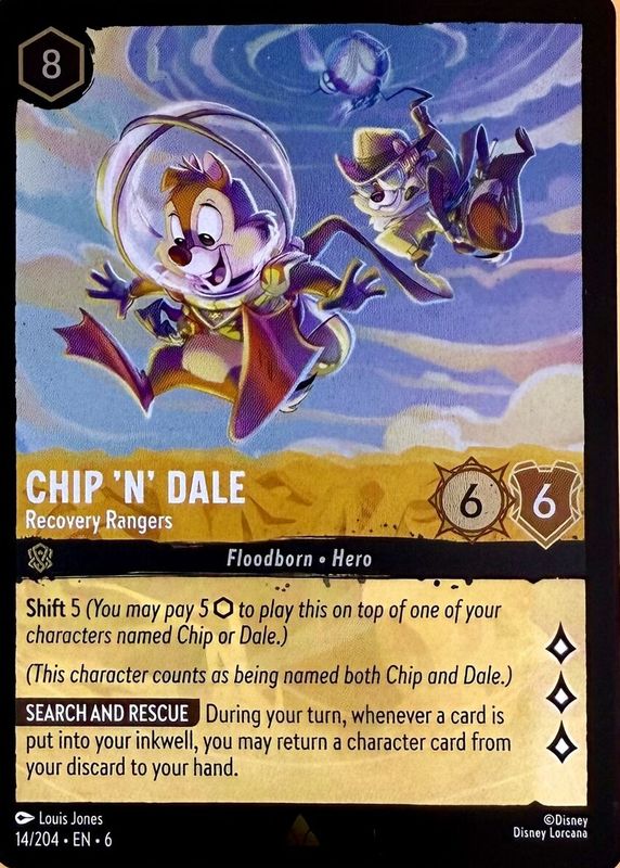 Chip 'N' Dale - Recovery Rangers 2024 Azurite Sea #14/204 Cold Foil RAW TCG (LIGHTLY PLAYED)