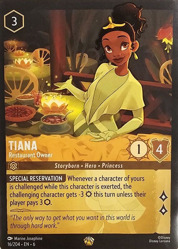 Tiana - Restaurant Owner 2024 Azurite Sea #16/204 Cold Foil RAW TCG (LIGHTLY PLAYED)