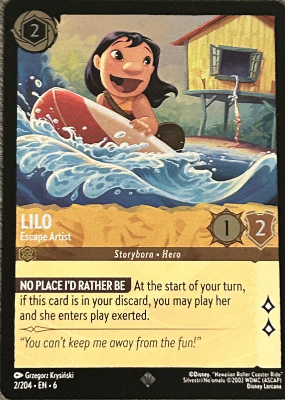 Lilo - Escape Artist 2024 Azurite Sea #2/204 Cold Foil RAW TCG (LIGHTLY PLAYED)