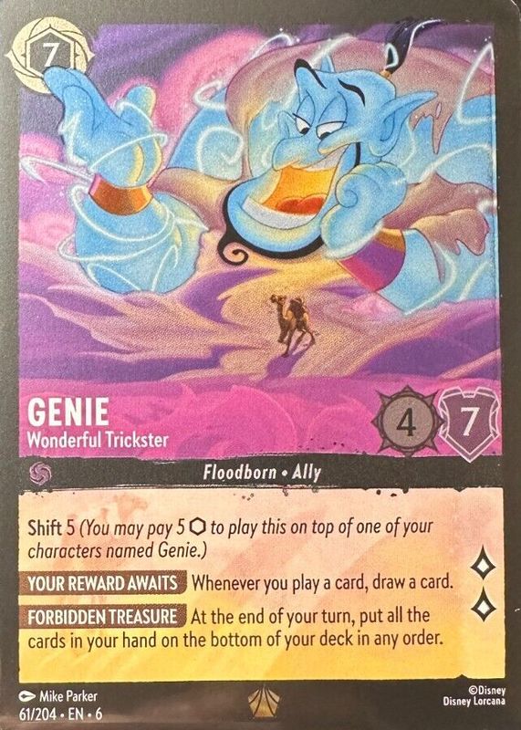 Genie - Wonderful Trickster 2024 Azurite Sea #61/204 Cold Foil RAW TCG (NEAR MINT)