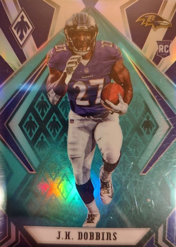 JK Dobbins 2020 Phoenix #115 Green /25 Rookie RAW