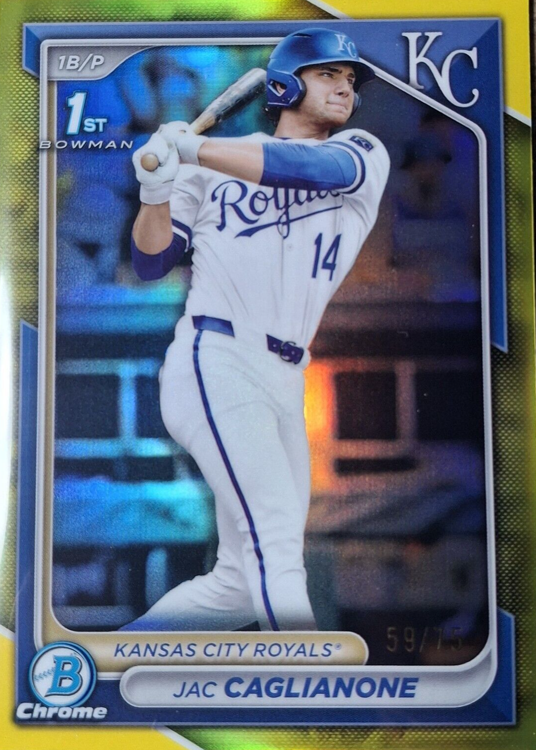 Jac Caglianone 2024 Bowman Draft #BDC-8 Chrome - Yellow Refractor 