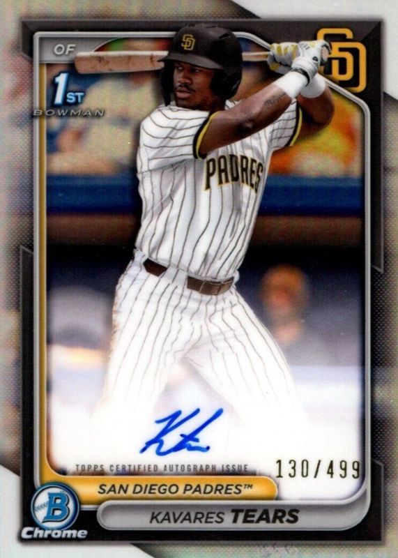 Kavares Tears 2024 Bowman Draft #CPA-KT Chrome DP Auto - Refractor /499 (1st) RAW