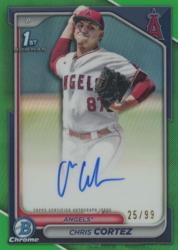 Chris Cortez 2024 Bowman Draft #CPA-CCZ Chrome DP Auto - Green Refractor /99 (1st) RAW