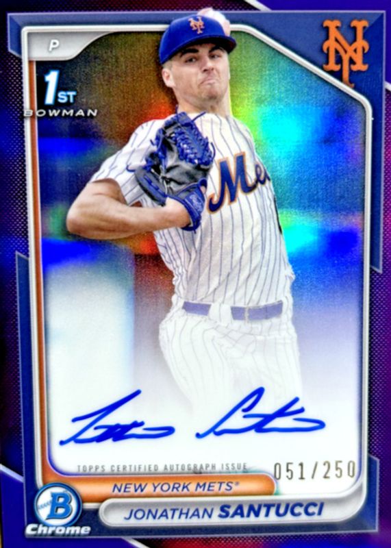 Jonathan Santucci 2024 Bowman Draft #CPA-JS Chrome DP Auto - Purple Refractor /250 (1st) RAW