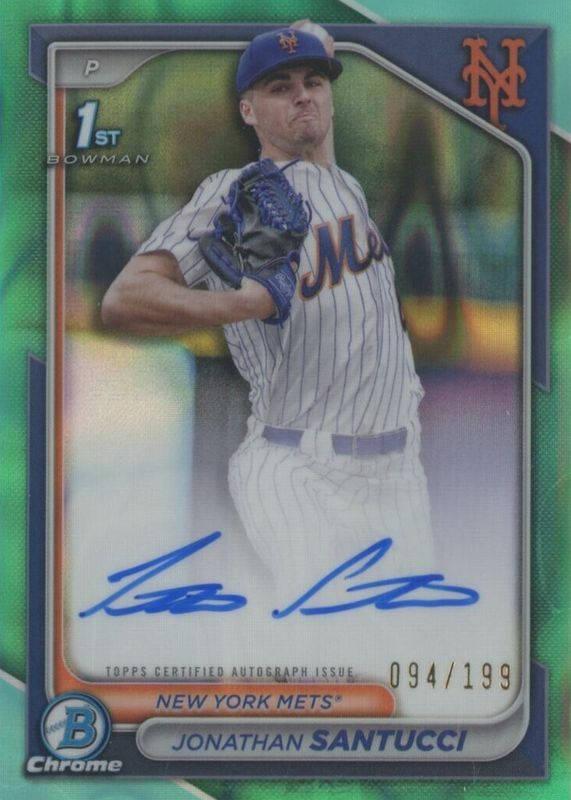 Jonathan Santucci 2024 Bowman Draft #CPA-JS Chrome DP Auto - Aqua Lava Refractor /199 (1st) RAW