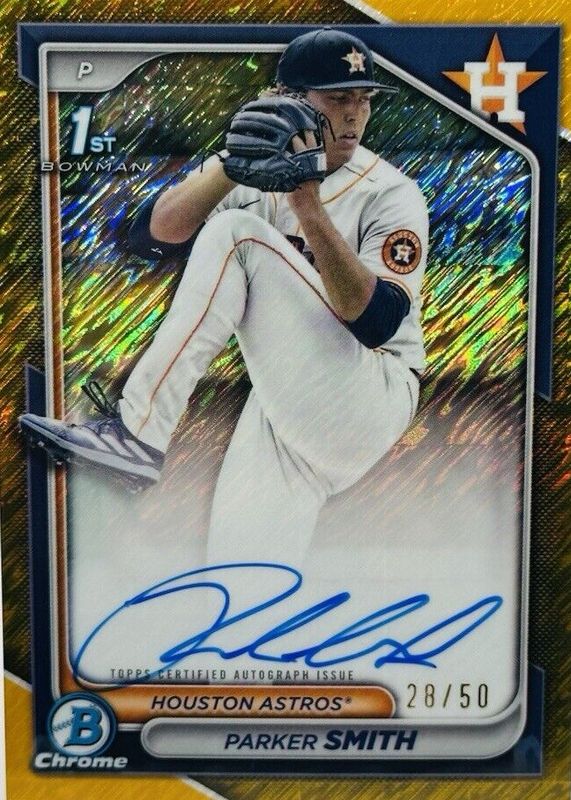 Parker Smith 2024 Bowman Draft #CPA-PSM Chrome DP Auto - Gold Shimmer Refractor /50 (1st) RAW