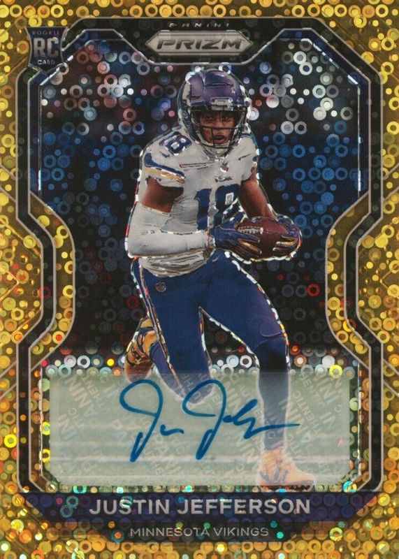 Justin Jefferson 2020 Prizm #398 Rookie Autographs - No Huddle Gold /10 PSA 10